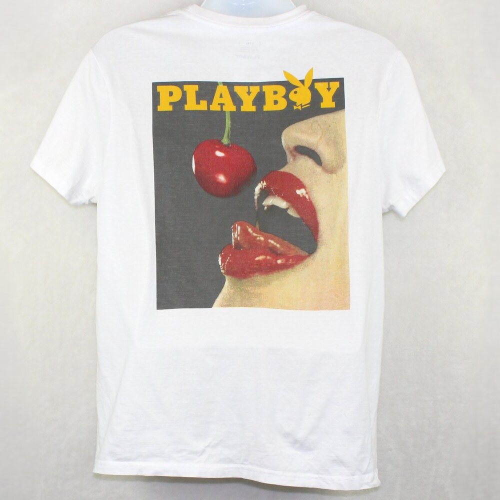 Playboy Graphic Cherry Mouth T-Shirt Mens Large